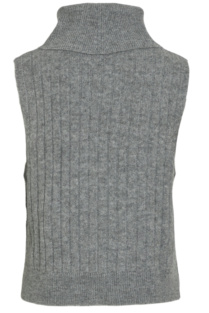 VIBELUNA HIGH NECK S/L KNIT VEST-NO 14094218 MEDIUM GREY MELENAGE