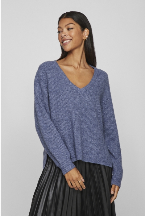 Vila vibeluna v-neck rev l/s knit top -