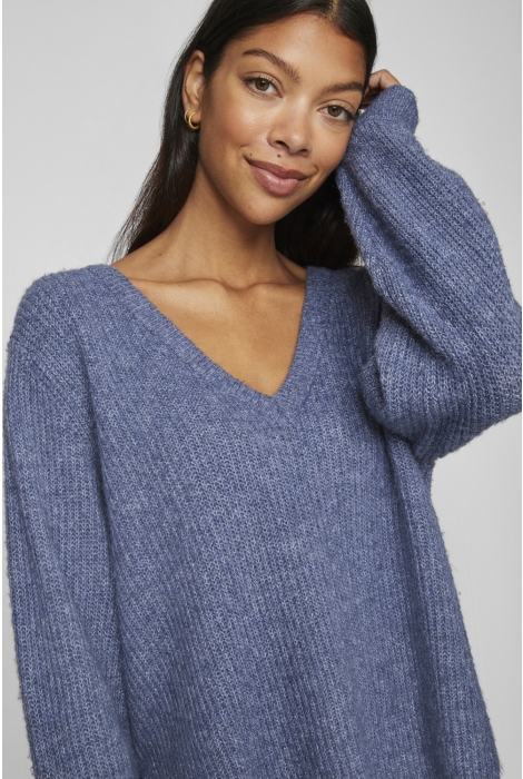 Vila vibeluna v-neck rev l/s knit top -