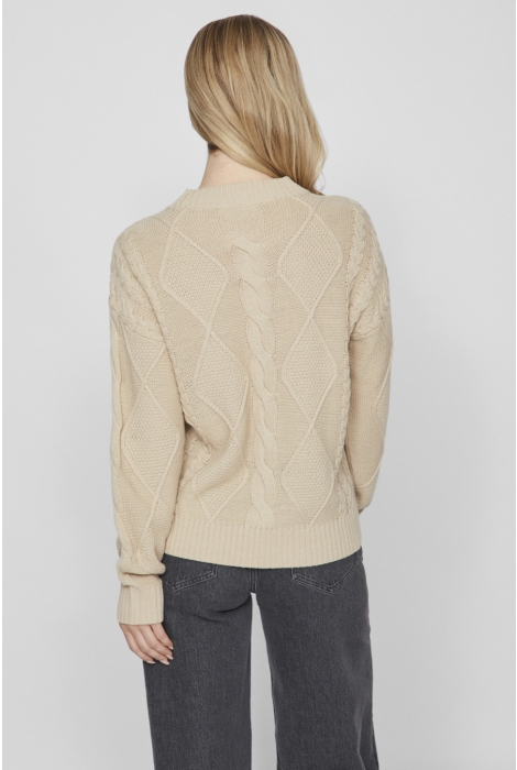 Vila vilou o-neck l/s cable knit top - n