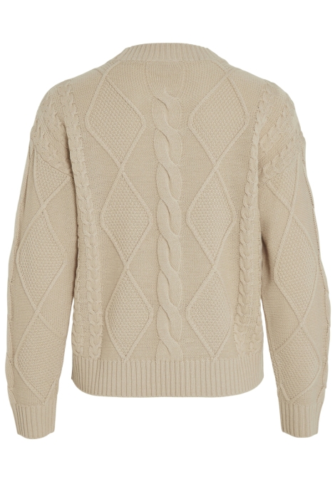 Vila vilou o-neck l/s cable knit top - n