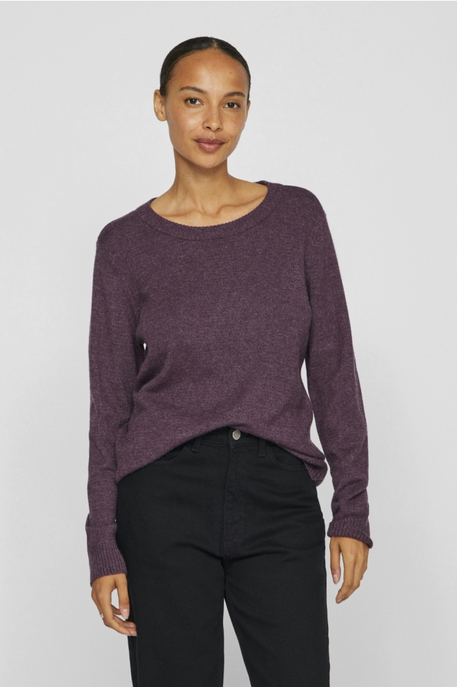 VIRIL O-NECK L/S KNIT TOP - NOOS 14054177 Plum Perfect/DARK MELAN