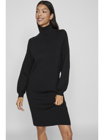 Vila Jurk VIOSTRIA ROLL NECK L/S KNIT DRESS - 14094192 Black Beauty