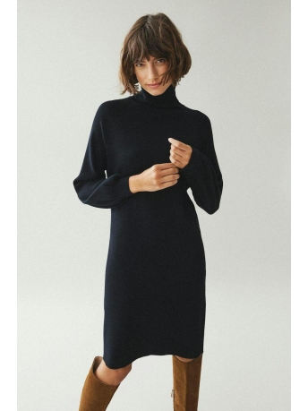 Vila Jurk VIOSTRIA ROLL NECK L/S KNIT DRESS - 14094192 Black Beauty