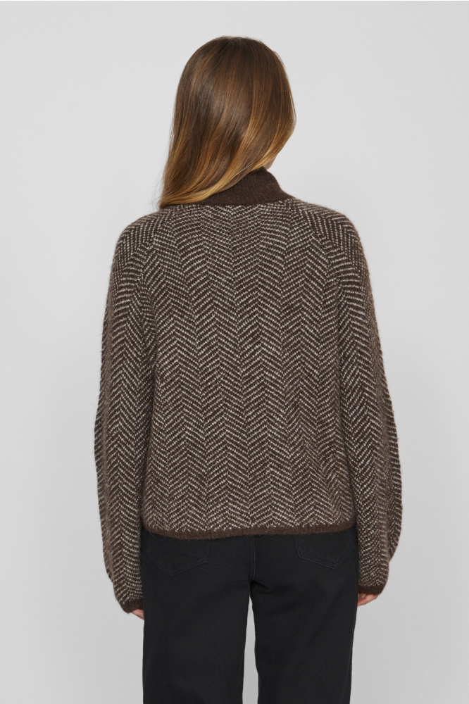 VILORY HIGH NECK L/S KNIT TOP - NOO 14094181 COFFEE BEAN/EGGNOG MEL