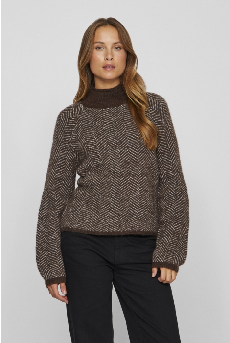 Vila vilory high neck l/s knit top - noo