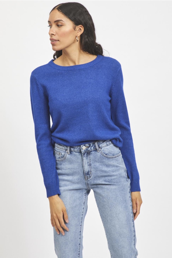 VIRIL O-NECK L/S KNIT TOP - NOOS 14054177 MAZARINE BLUE