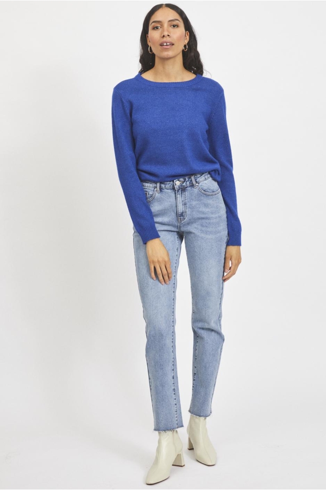 VIRIL O-NECK L/S KNIT TOP - NOOS 14054177 MAZARINE BLUE