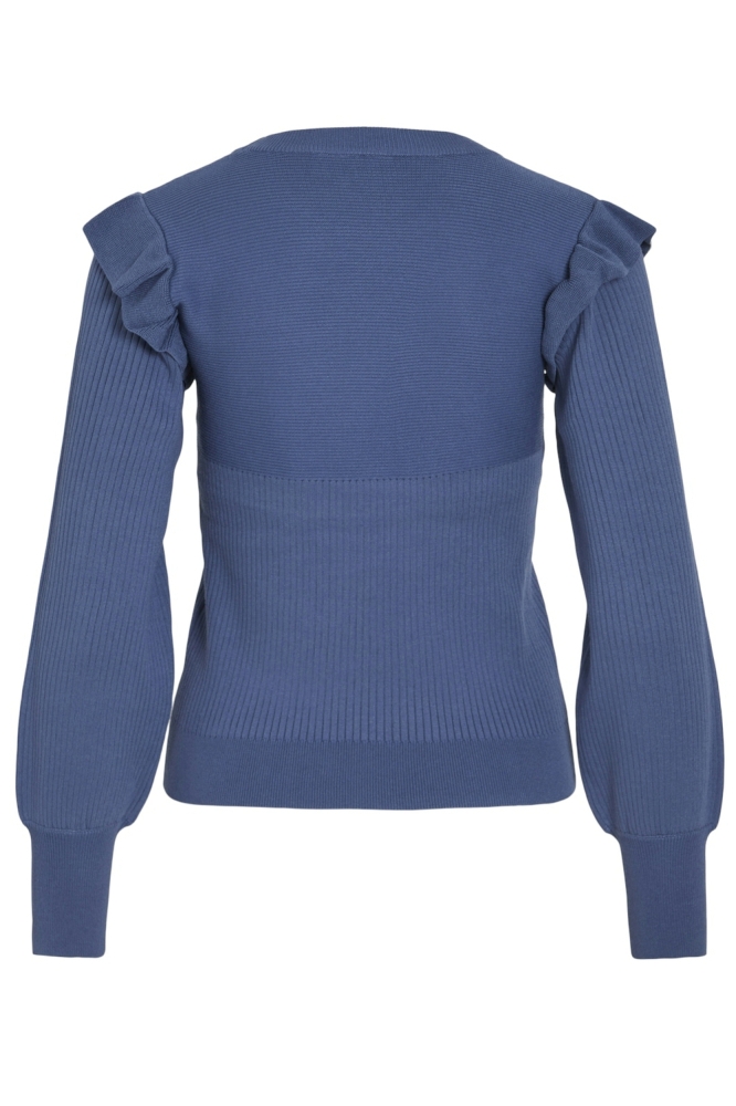 VINEIRA O-NECK L/S RIB KNIT TOP - 14094194 Bijou Blue