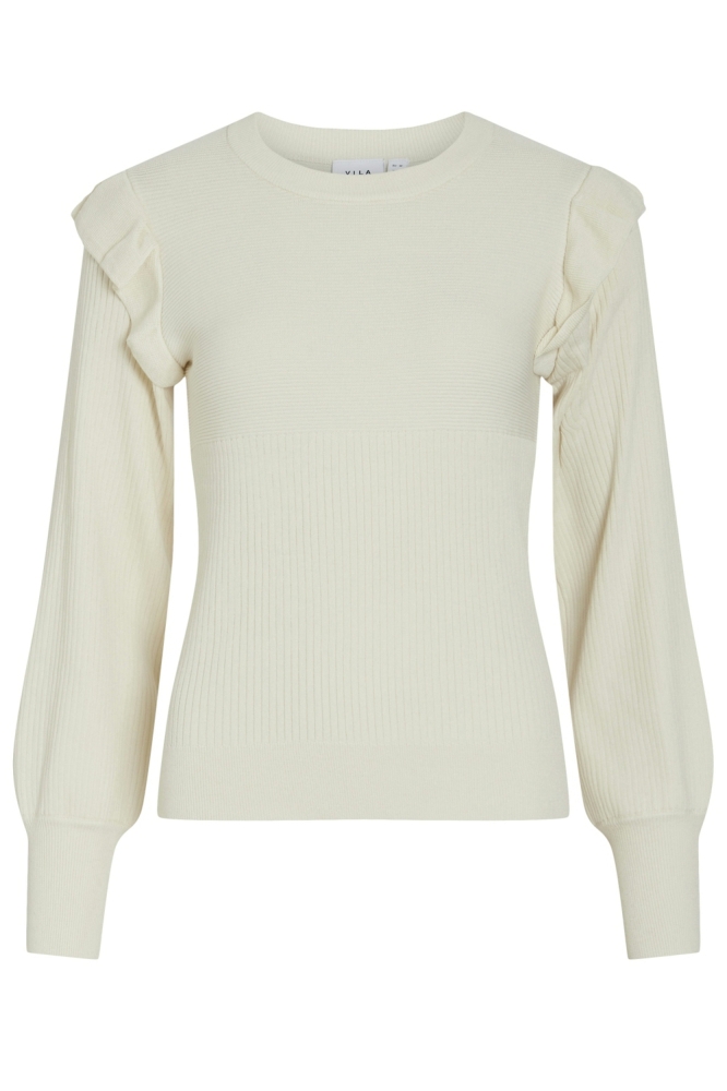 VINEIRA O-NECK L/S RIB KNIT TOP - 14094194 BIRCH