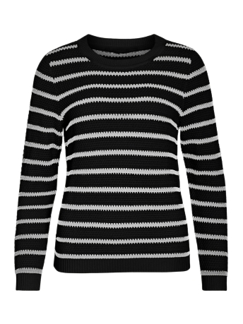 Vila Trui VIDALO O-NECK L/S STRIPE KNIT TOP- 14101685 Black/WHITE ALYS