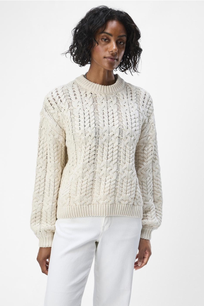 OBJDIDDI LO L/S KNIT PULLOVER NOOS 23044684 WHITE SAND