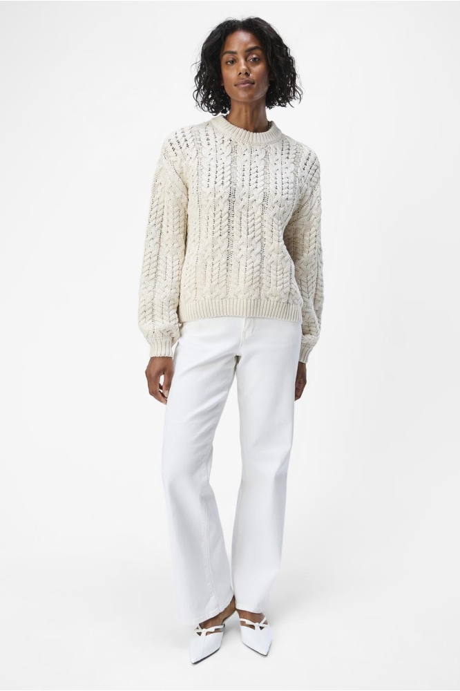 OBJDIDDI LO L/S KNIT PULLOVER NOOS 23044684 WHITE SAND