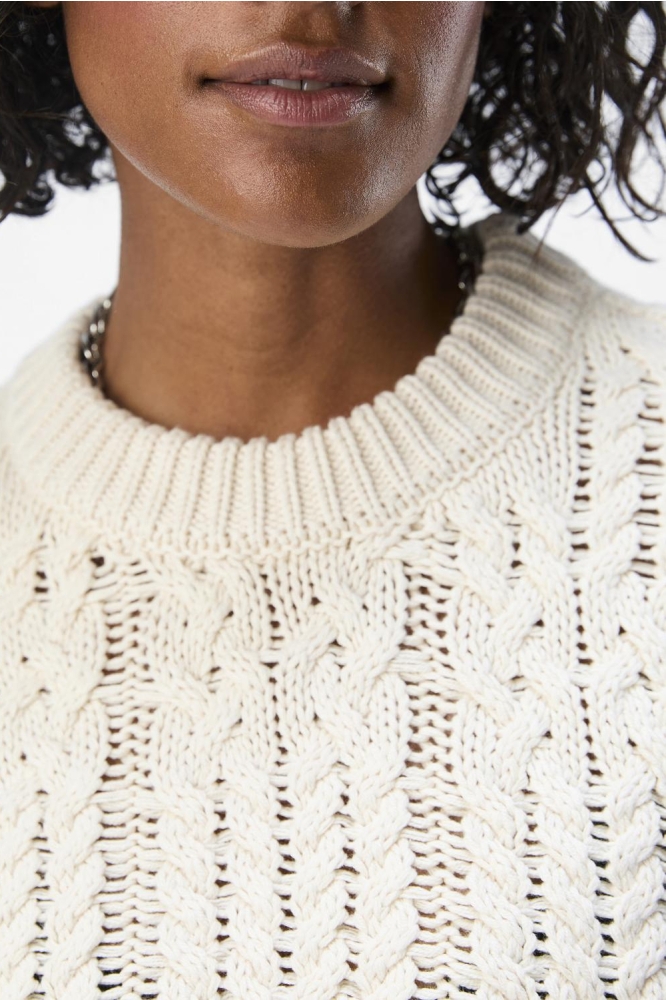 OBJDIDDI LO L/S KNIT PULLOVER NOOS 23044684 WHITE SAND