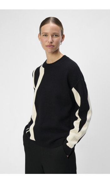 OBJRAY LO L/S KNIT PULLOVER AOP NOO 23044642 Black/Sandshell