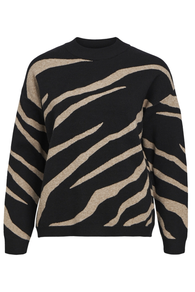 OBJRAY LO L/S KNIT PULLOVER AOP NOO 23044642 Black/Desert tau