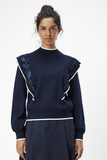 Object Trui OBJSELMAYA KNIT RE L/S PULLOVER CC1 23044740 SKY CAPTAIN