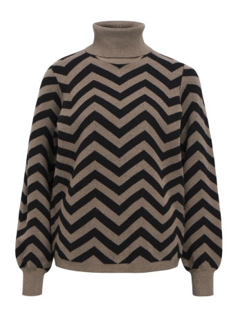 Object Trui OBJRAY L/S KNIT ROLLNECK PULLOVER N 23043290 MOREL/BLACK ZIG