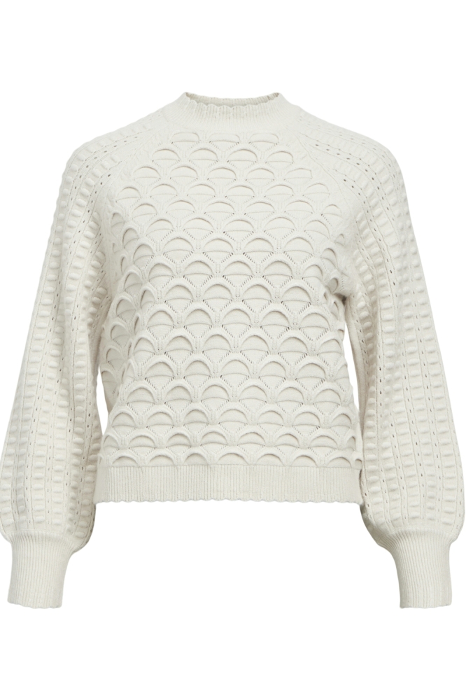 OBJSIDA KNIT L/S RE PULLOVER 134 23044982 White Sand/Melange