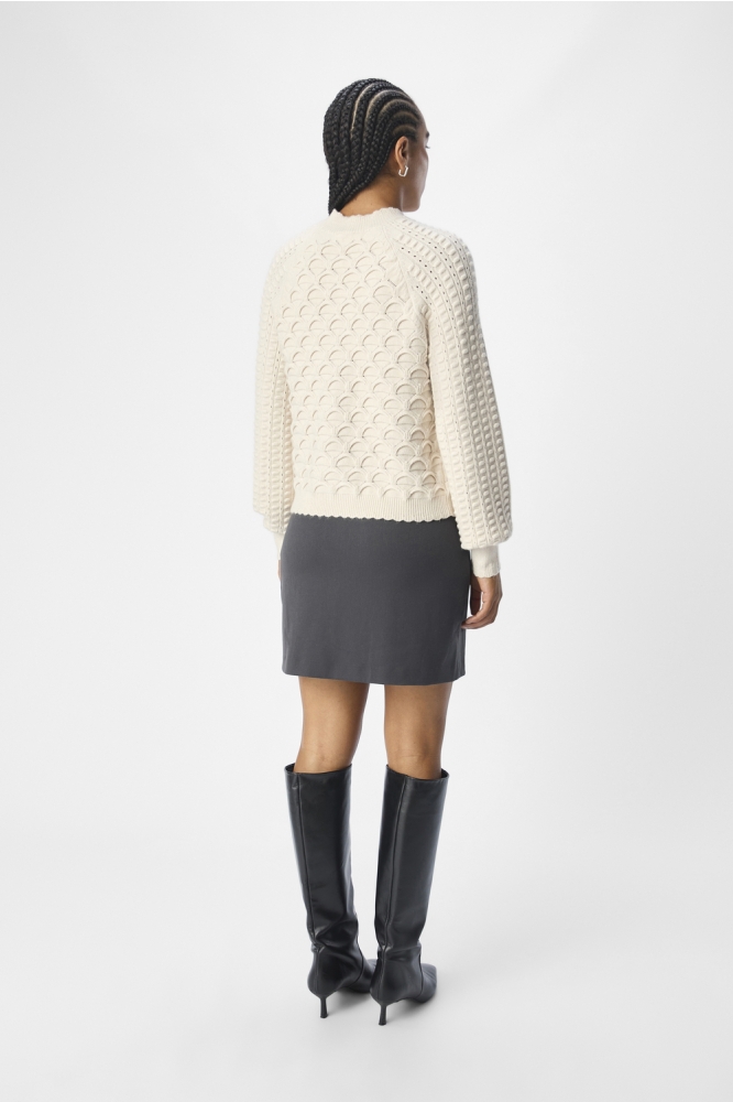 OBJSIDA KNIT L/S RE PULLOVER 134 23044982 White Sand/Melange