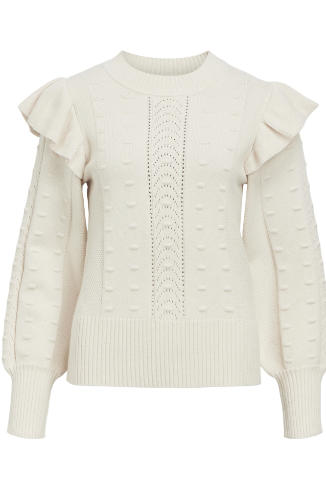 OBJJULIA KNIT L/S RE PULLOVER 134 23044998 White Sand/Melange