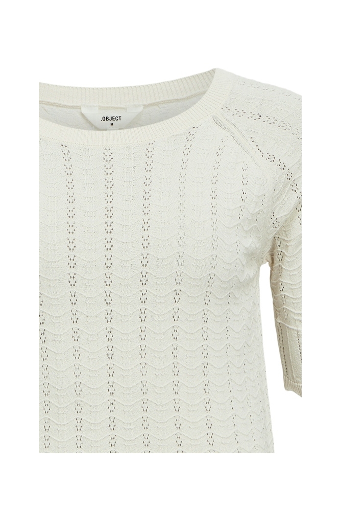 OBJHONEY KNIT S/S RE PULLOVER 134 23044917 White Sand