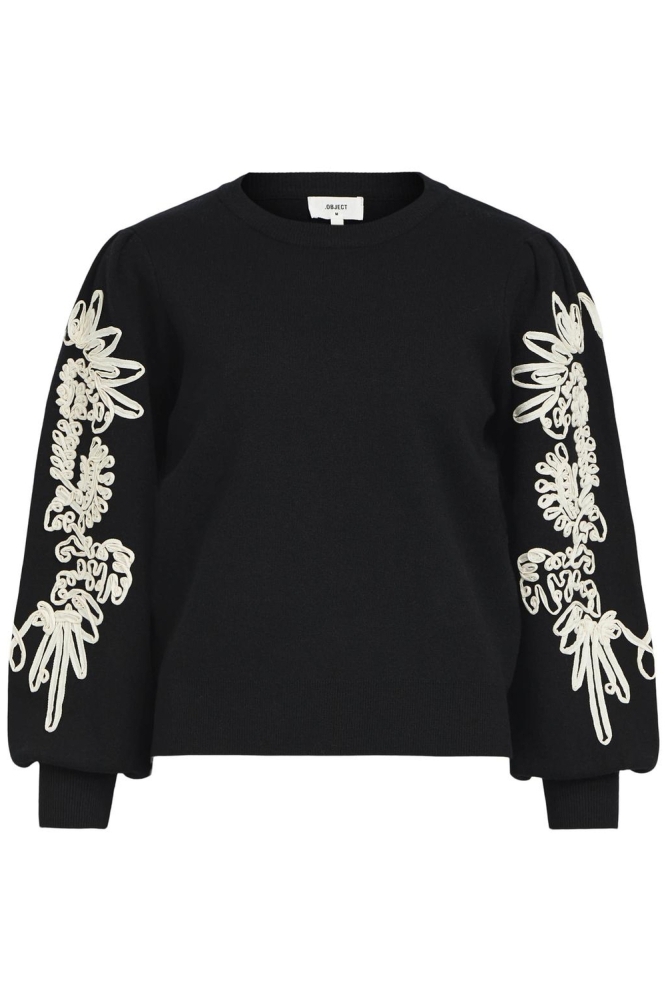 OBJJOANA L/S KNIT PULLOVER REP 23040087 BLACK/SANDSHELL