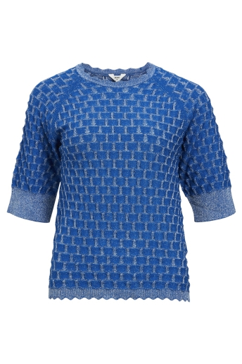 Object Trui OBJSOLEJMA RE 2/4 PULLOVER 135 23045227 LAPIS BLUE/SILVER