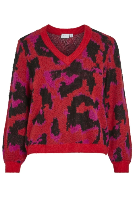 Vila vicenta v-neck l/s jacquard knit to