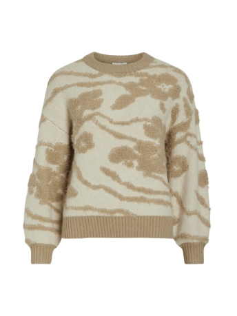 Vila Trui VIORELIA O-NECK L/S JAQUARD KNIT TO 14099771 SAVANNAH TAN/ JAQUARD