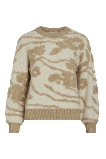 Vila Trui VIORELIA O-NECK L/S JAQUARD KNIT TO 14099771 SAVANNAH TAN/ JAQUARD