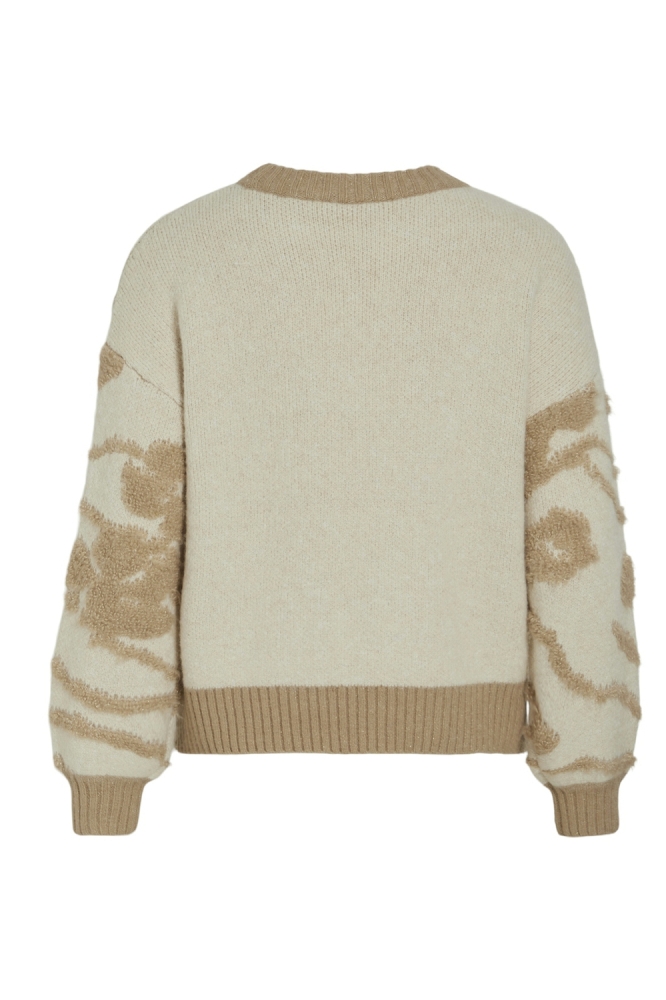 VIORELIA O-NECK L/S JAQUARD KNIT TO 14099771 SAVANNAH TAN/ JAQUARD