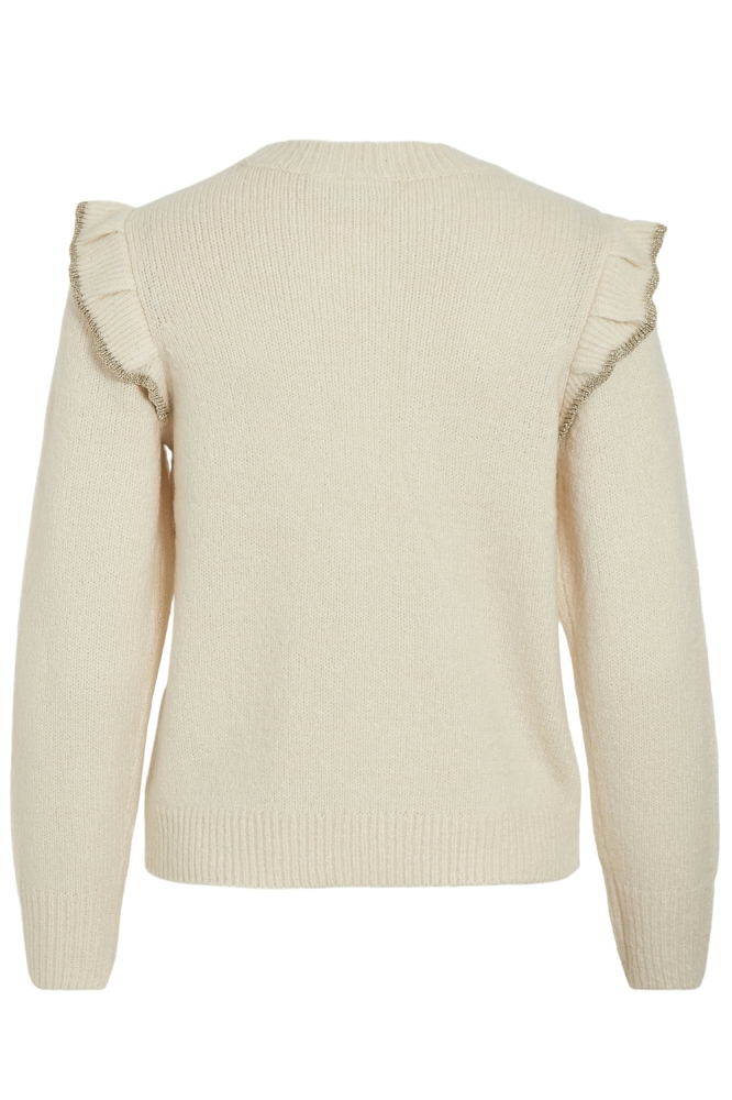 VINANZY L/S O-NECK FLOUNCE KNIT TOP 14100771 BIRCH/GOLD GLIT