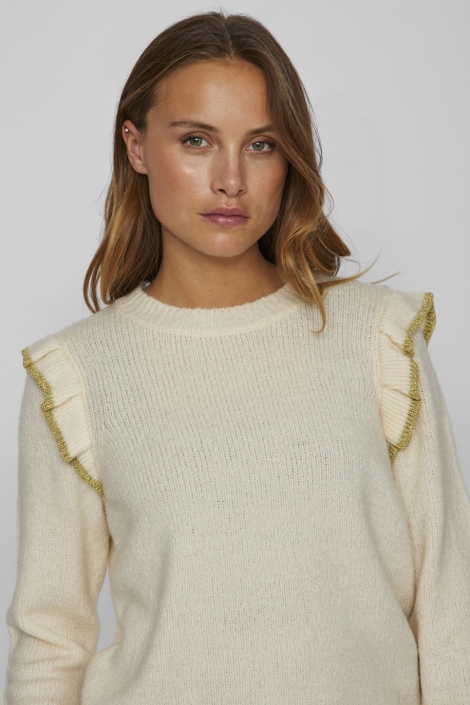 Vila vinanzy l/s o-neck flounce knit top