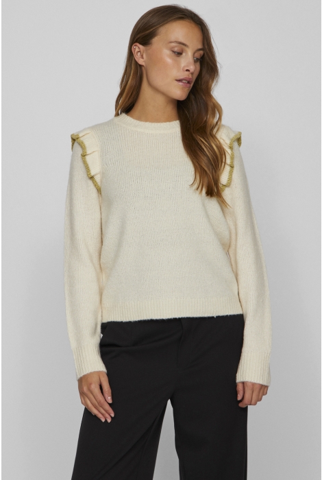 Vila vinanzy l/s o-neck flounce knit top