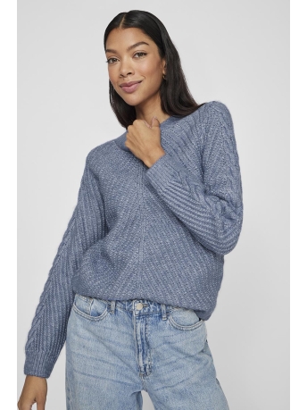 Vila Trui VIERIN L/S O-NECK CABLE KNIT TOP/BF 14100111 Bijou Blue