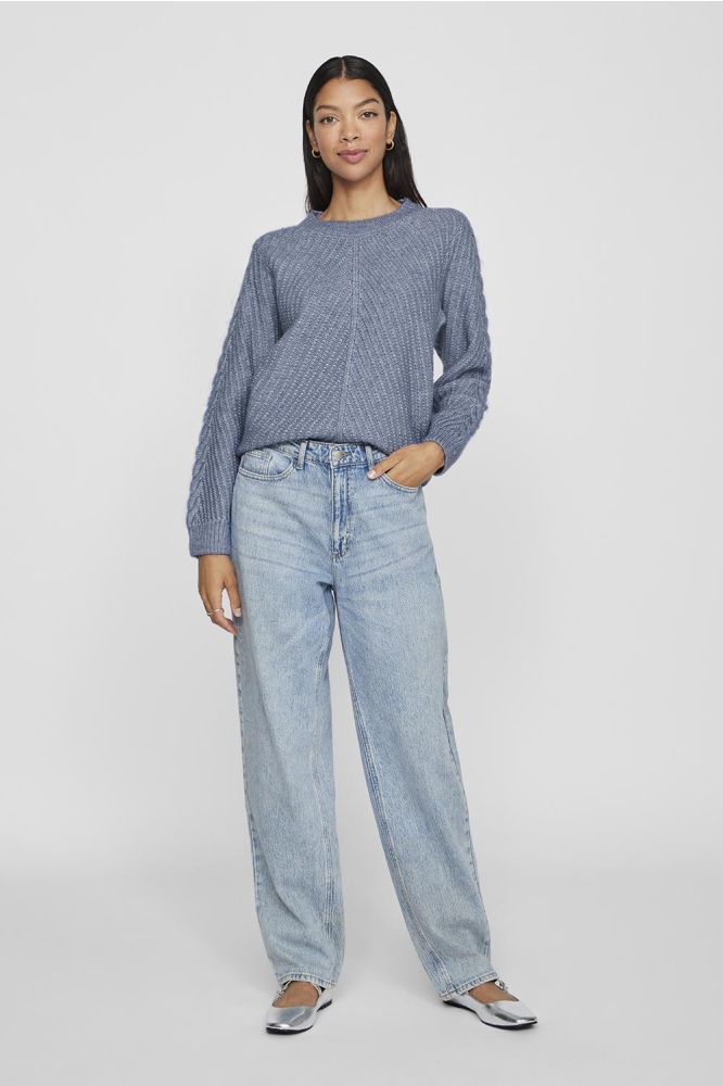 VIERIN L/S O-NECK CABLE KNIT TOP/BF 14100111 Bijou Blue