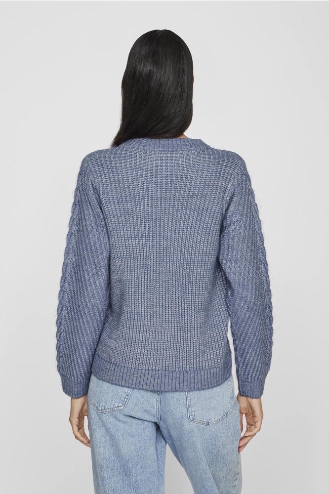 VIERIN L/S O-NECK CABLE KNIT TOP/BF 14100111 Bijou Blue