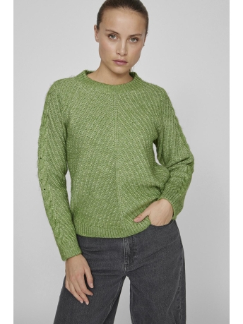 Vila Trui VIERIN L/S O-NECK CABLE KNIT TOP/BF 14100111 CACTUS