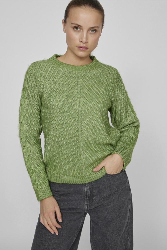 VIERIN L/S O-NECK CABLE KNIT TOP/BF 14100111 CACTUS