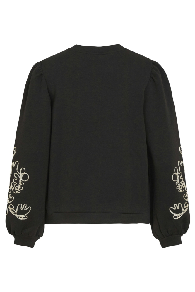 VISIF O-NECK L/S EMB SWEAT/R 14100563 Black Beauty/BIRCH EMBR