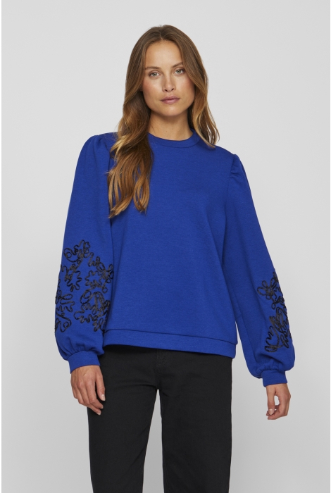 Vila visif o-neck l/s emb sweat/r