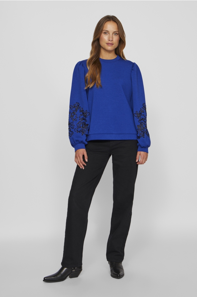 VISIF O-NECK L/S EMB SWEAT/R 14100563 MAZARINE BLUE