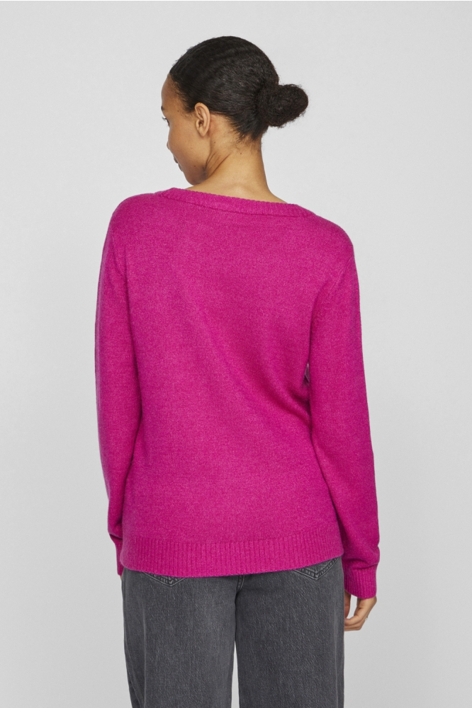 VIRIL O-NECK L/S KNIT TOP - NOOS 14054177 FESTIVAL FUCHSI/DARK