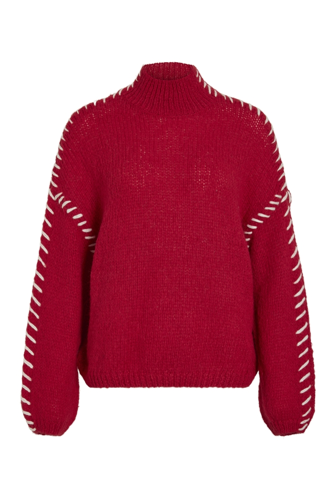 VICHOCA NEW L/S KNIT PULLOVER 14097725 BARBADOS CHERRY/WHITE STIT