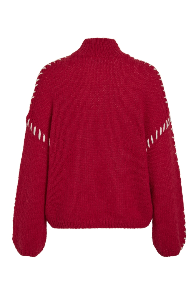 VICHOCA NEW L/S KNIT PULLOVER 14097725 BARBADOS CHERRY/WHITE STIT