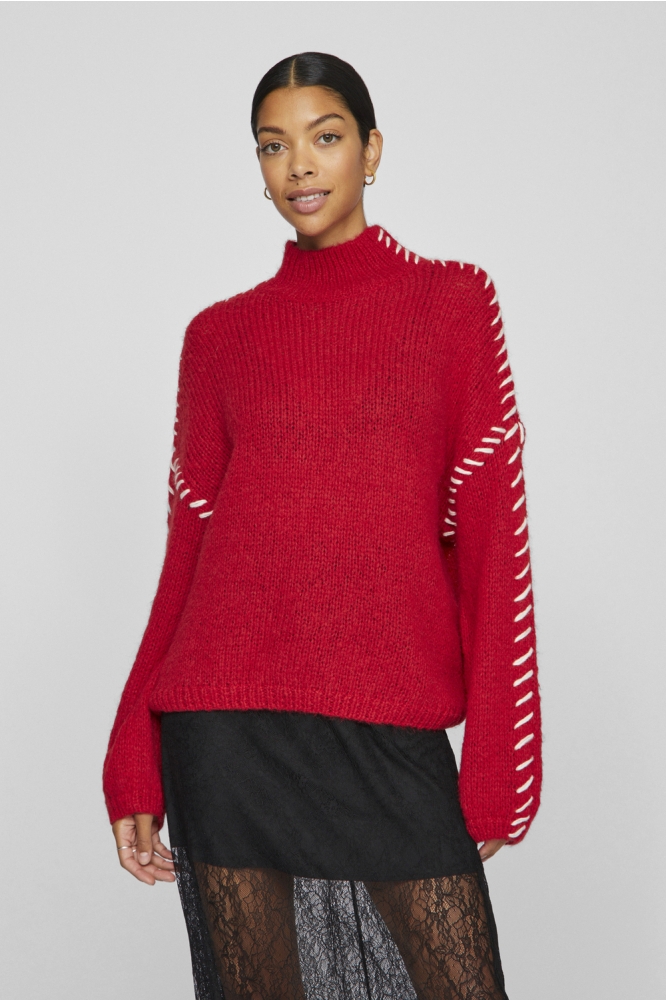 VICHOCA NEW L/S KNIT PULLOVER 14097725 BARBADOS CHERRY/WHITE STIT