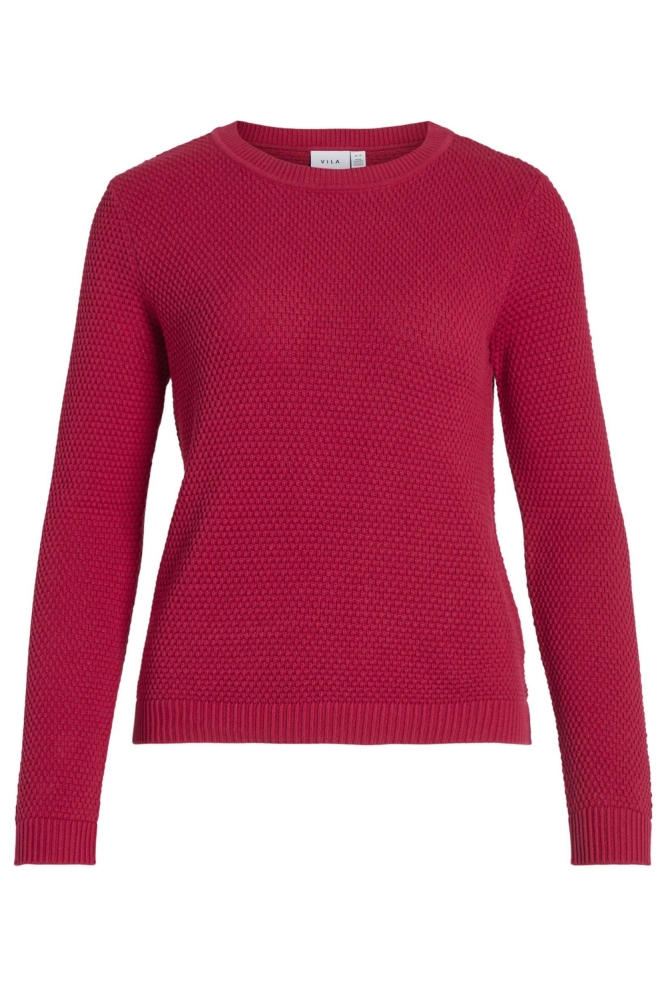 VIDALO O-NECK L/S KNIT TOP- NOOS 14082767 CERISE