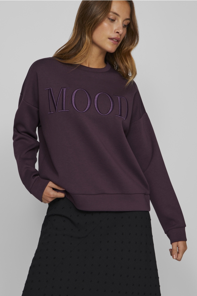 VIREFLECT EMB LUMI L/S SWEAT TOP/PR 14102406 PLUM PERFECT/MOOD