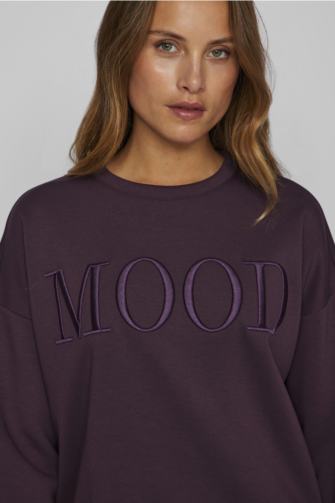 VIREFLECT EMB LUMI L/S SWEAT TOP/PR 14102406 PLUM PERFECT/MOOD